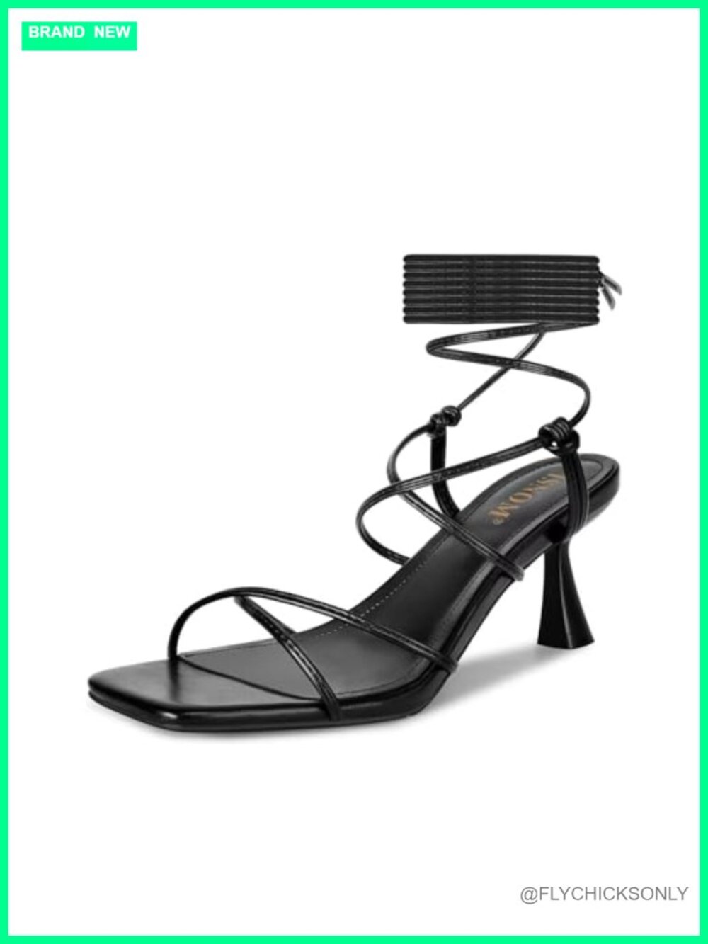 Women's Strappy Kitten Heel Sandals Lace Up Square Toe Dress Heels